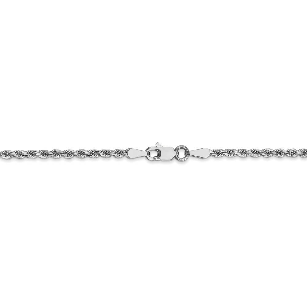 Alternate view of the 2mm 14k White Gold Solid Diamond Cut Rope Chain Necklace by The Black Bow Jewelry Co.