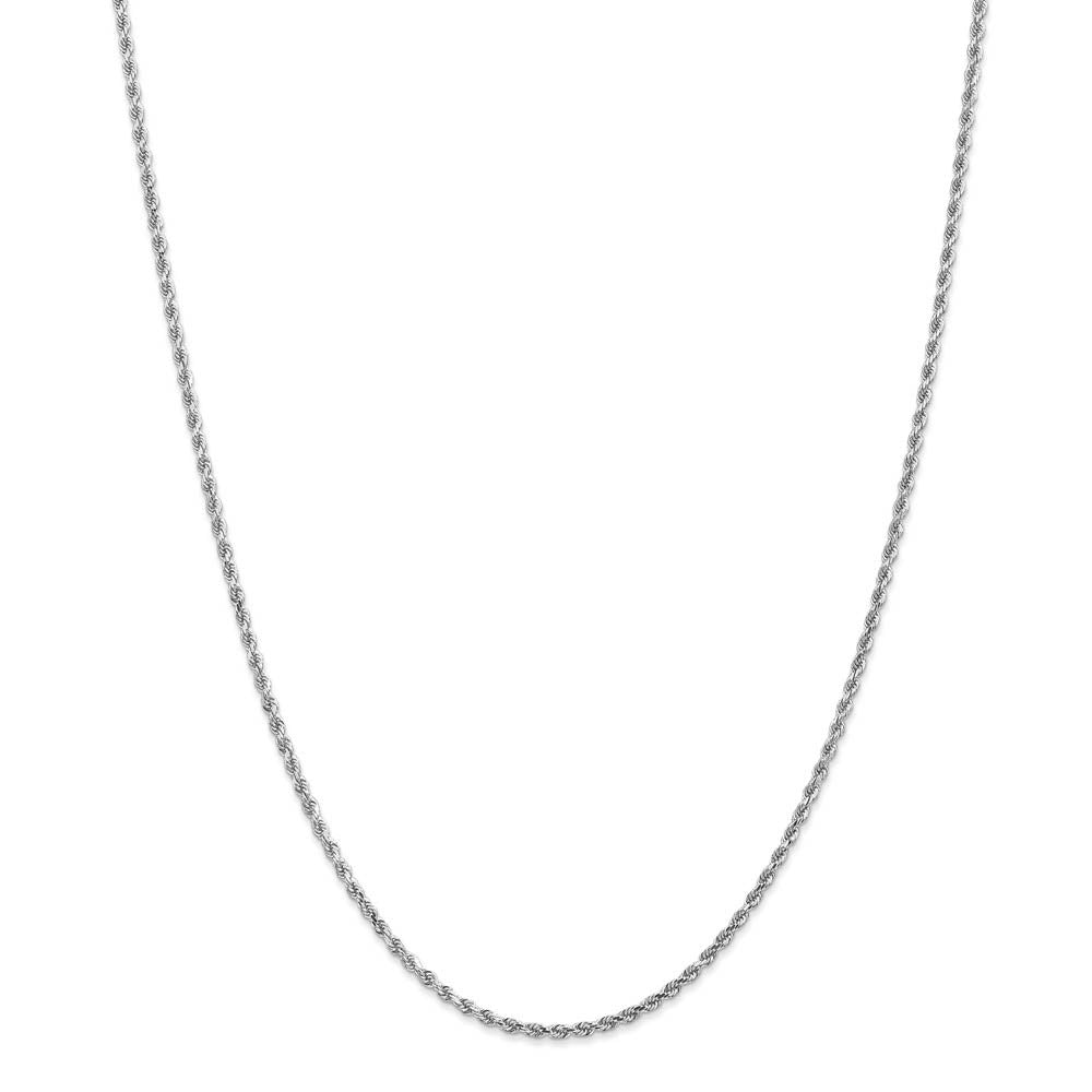 2mm 14k White Gold Solid Diamond Cut Rope Chain Necklace