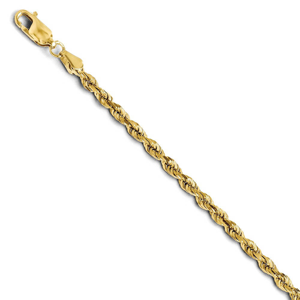 3mm 14k Yellow Gold Solid Diamond Cut Rope Chain Bracelet, Item C9197 by The Black Bow Jewelry Co.