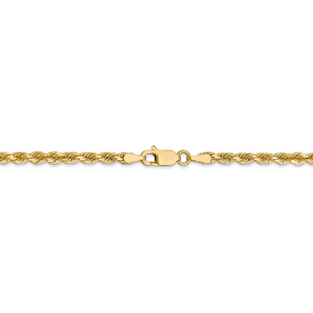 Alternate view of the 3mm 14k Yellow Gold Solid Diamond Cut Rope Chain Bracelet by The Black Bow Jewelry Co.