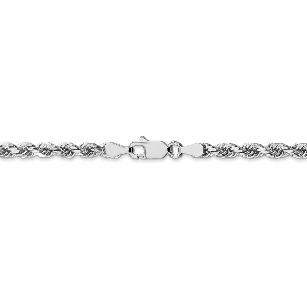 Alternate view of the 4mm 14k White Gold Solid Diamond Cut Rope Chain Necklace by The Black Bow Jewelry Co.