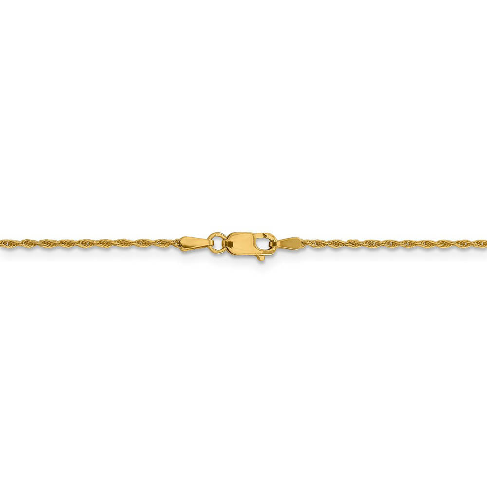 Alternate view of the 1.3mm 14k Yellow Gold Solid Loose Rope Chain Necklace by The Black Bow Jewelry Co.