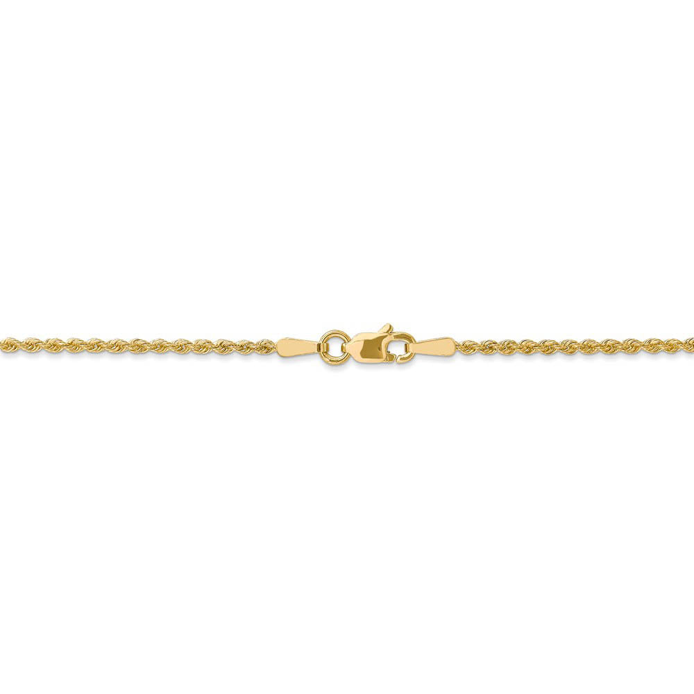 Alternate view of the 1.75mm 14k Yellow Gold Classic Solid Rope Chain Necklace by The Black Bow Jewelry Co.