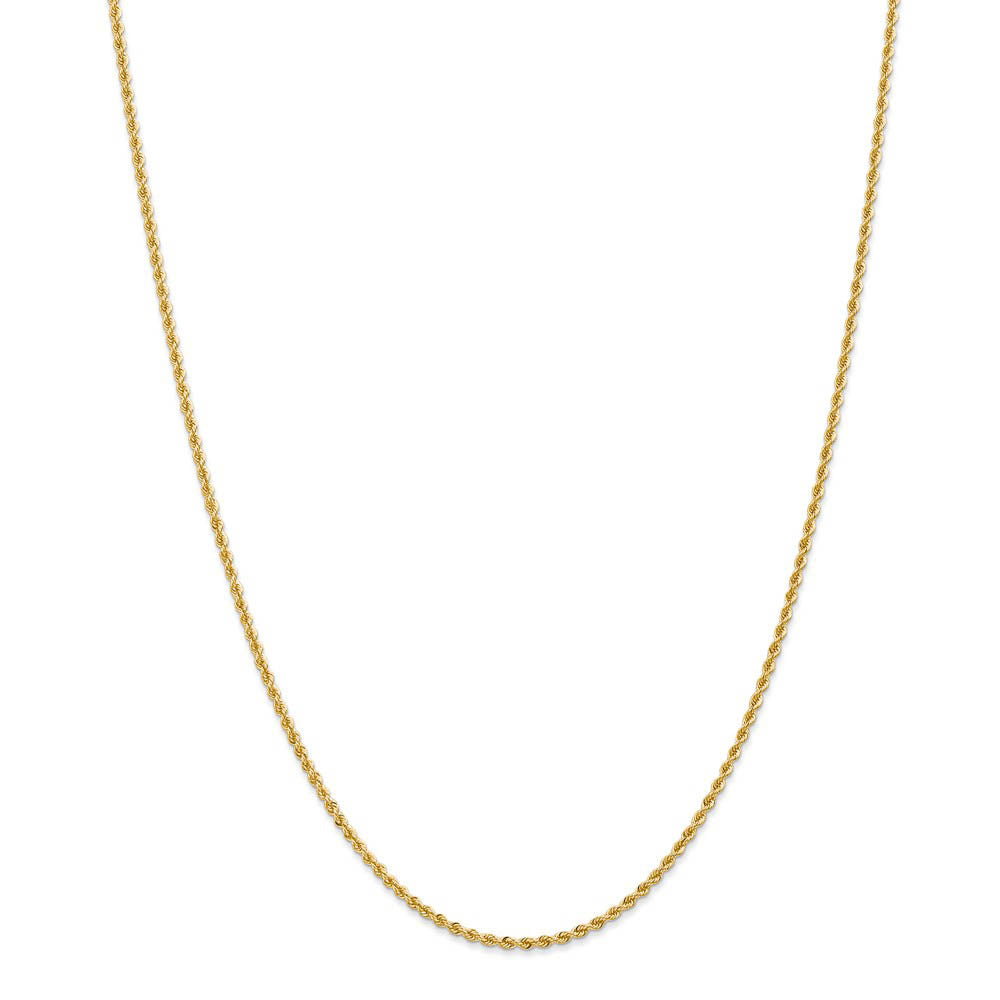 Alternate view of the 2mm 14k Yellow Gold Classic Solid Rope Chain Necklace by The Black Bow Jewelry Co.