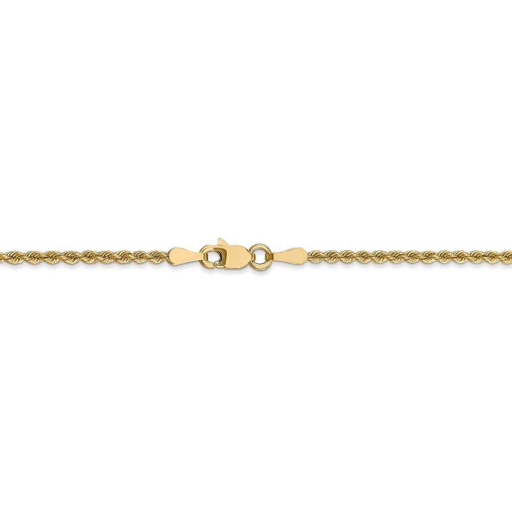 Alternate view of the 2mm 14k Yellow Gold Classic Solid Rope Chain Bracelet by The Black Bow Jewelry Co.