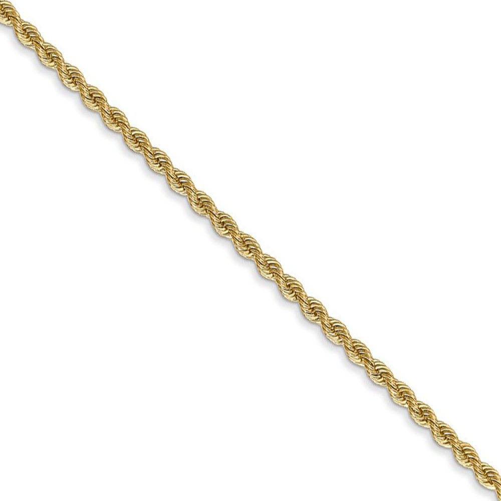 2mm 14k Yellow Gold Classic Solid Rope Chain Necklace