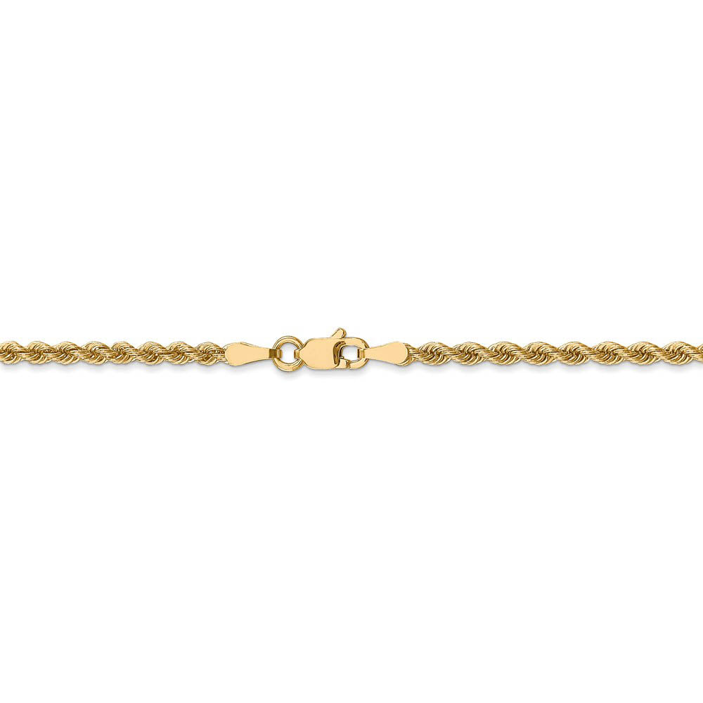Alternate view of the 2.5mm 14k Yellow Gold Classic Solid Rope Chain Necklace by The Black Bow Jewelry Co.