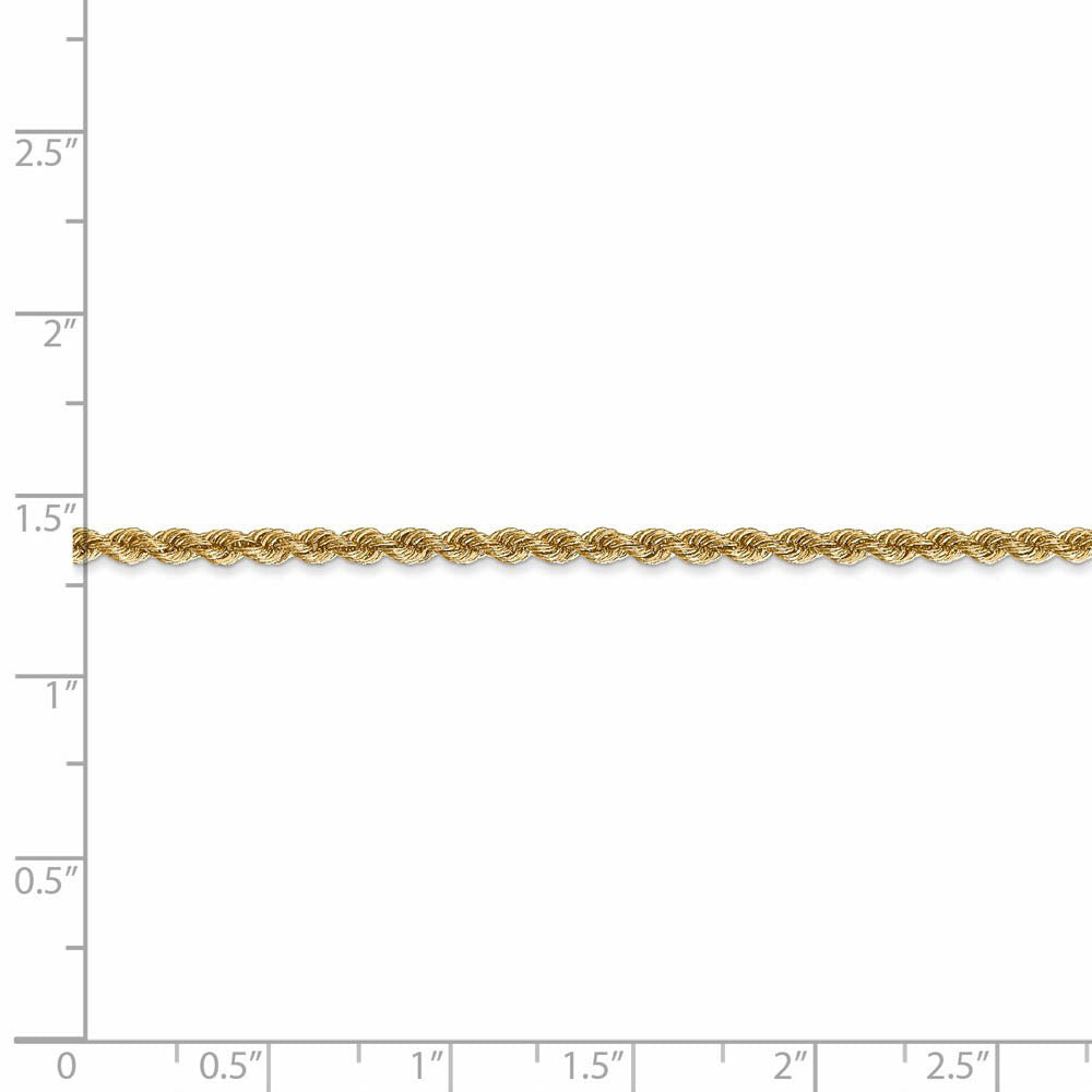 Alternate view of the 2.5mm Classic Solid Rope Chain Bracelet 14k Yellow Gold by The Black Bow Jewelry Co.