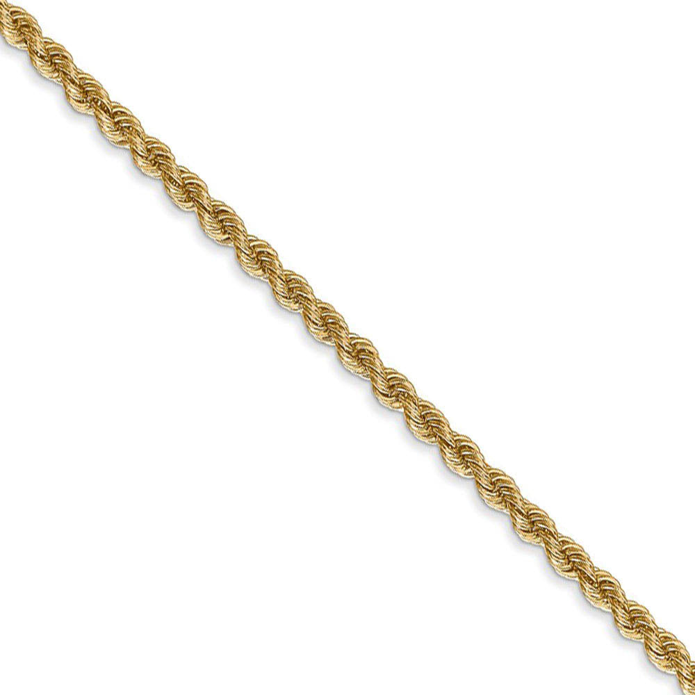 2.5mm 14k Yellow Gold Classic Solid Rope Chain Necklace
