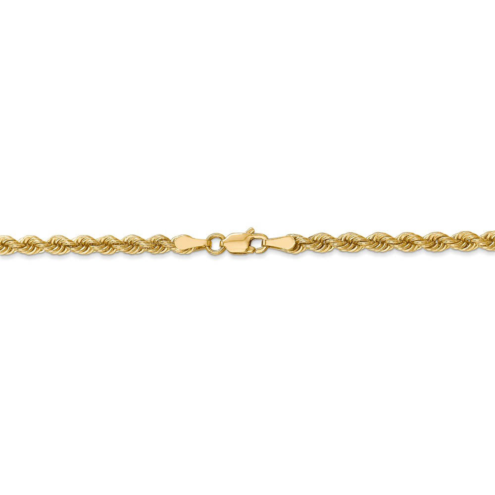 Alternate view of the 3mm 14k Yellow Gold Classic Solid Rope Chain Bracelet by The Black Bow Jewelry Co.