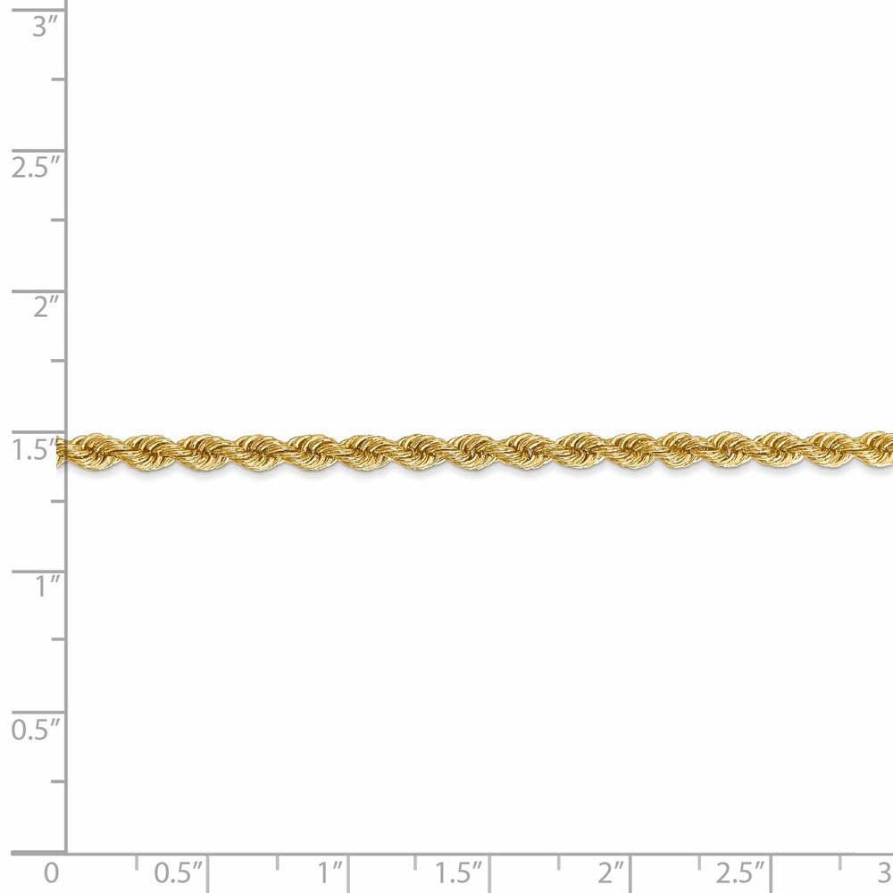 Alternate view of the 3mm 14k Yellow Gold Classic Solid Rope Chain Bracelet by The Black Bow Jewelry Co.