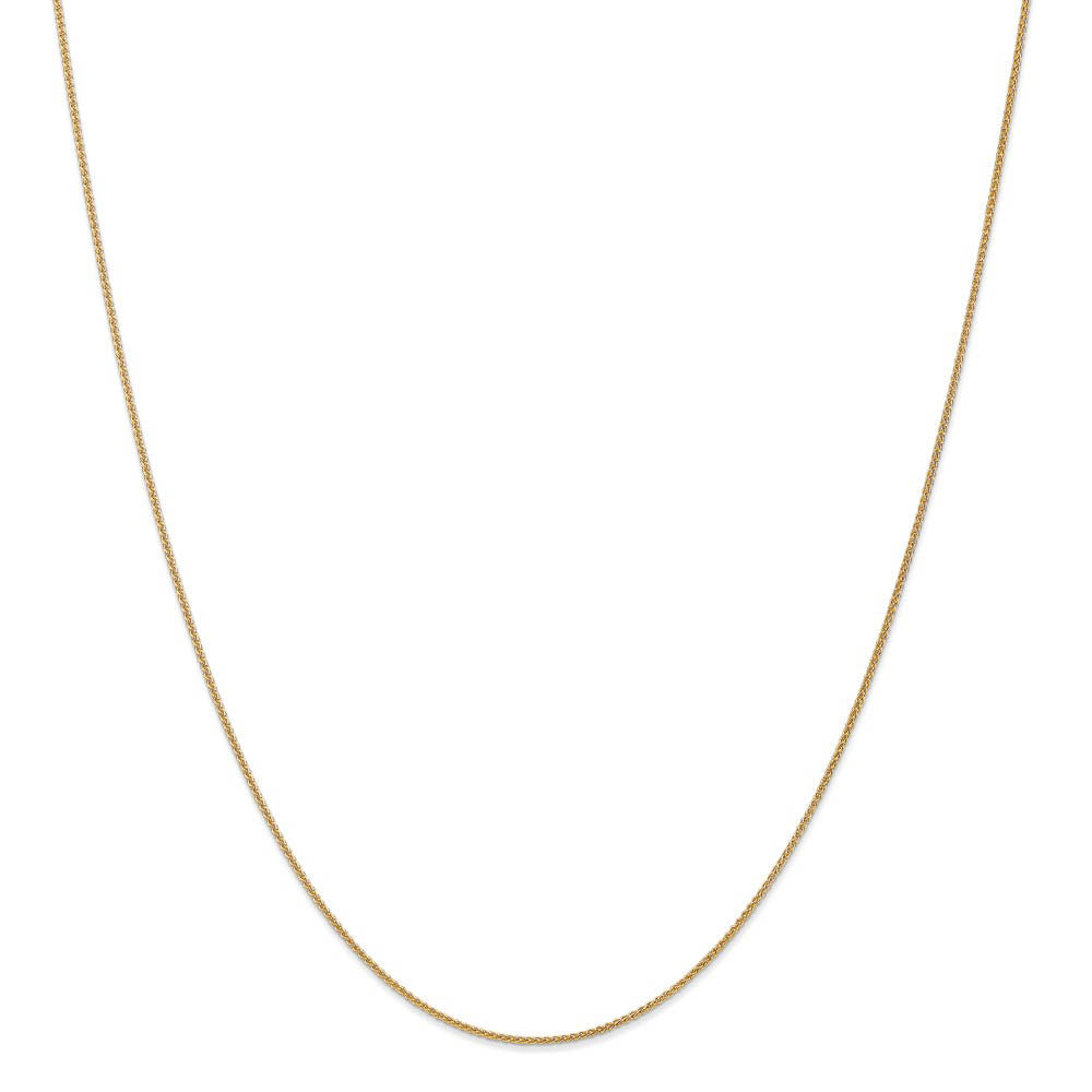 1mm 14k Yellow Gold Solid Wheat Chain Necklace