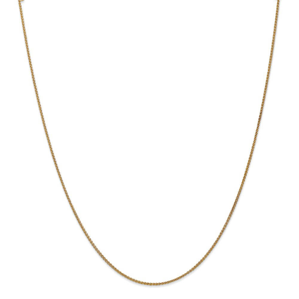 Alternate view of the 1.2mm 14k Yellow Gold Solid Wheat Chain Necklace by The Black Bow Jewelry Co.