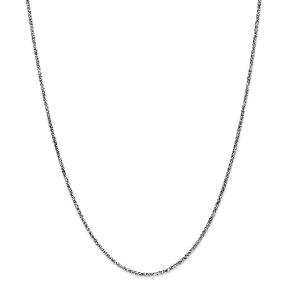 1.65mm 14k White Gold Solid Wheat Chain Necklace