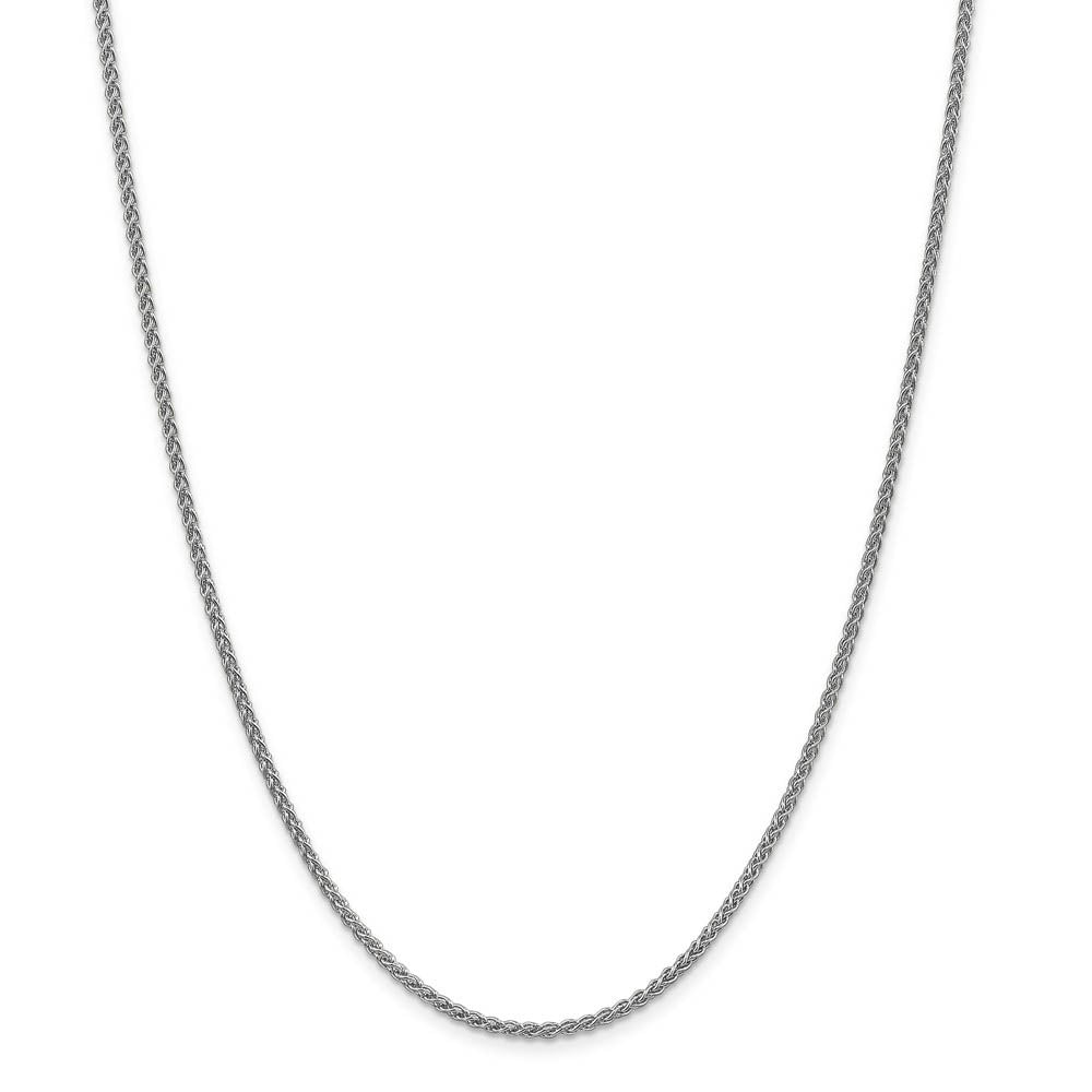 Alternate view of the 2.1mm 14k White Gold Solid Wheat Chain Necklace by The Black Bow Jewelry Co.