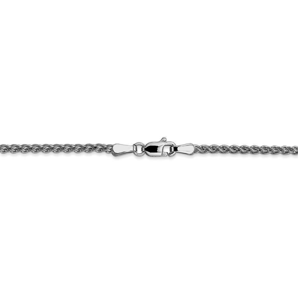 Alternate view of the 2.1mm 14k White Gold Solid Wheat Chain Necklace by The Black Bow Jewelry Co.
