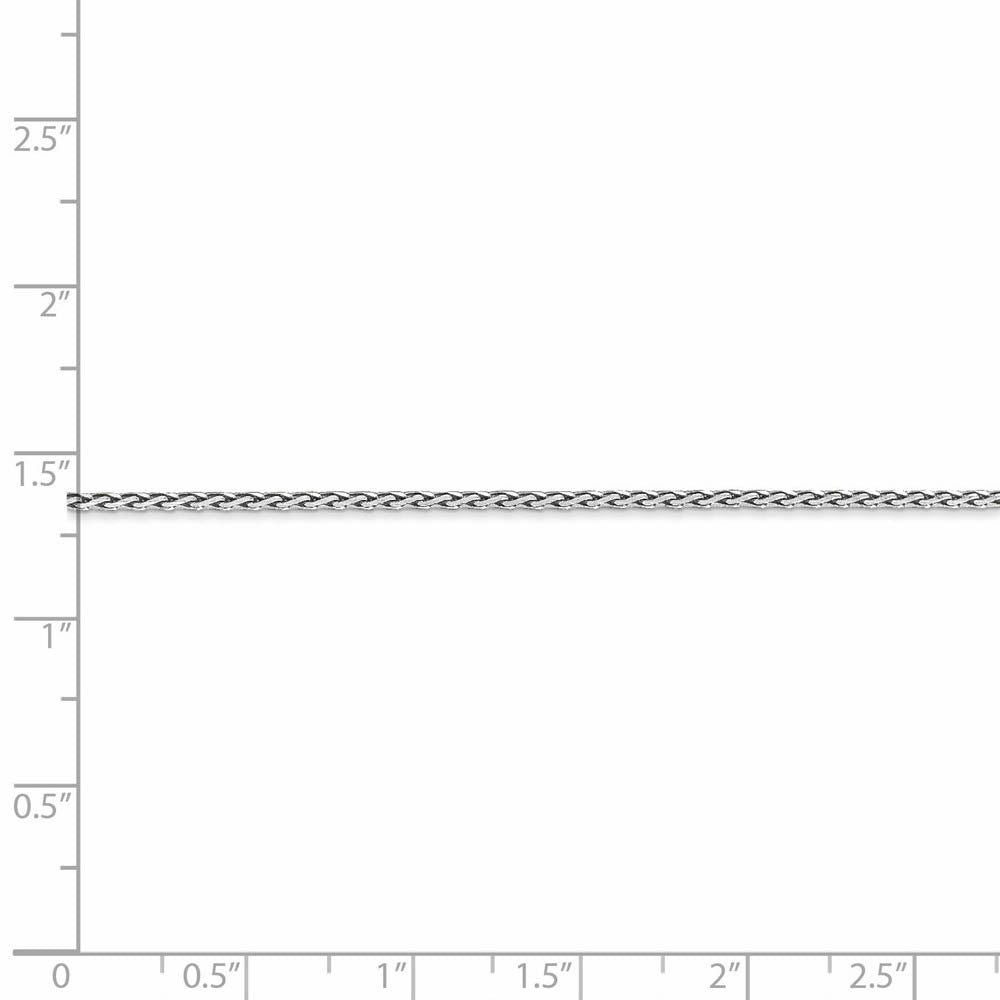 Alternate view of the 1.3mm 14k White Gold Diamond Cut Solid Wheat Chain Necklace by The Black Bow Jewelry Co.