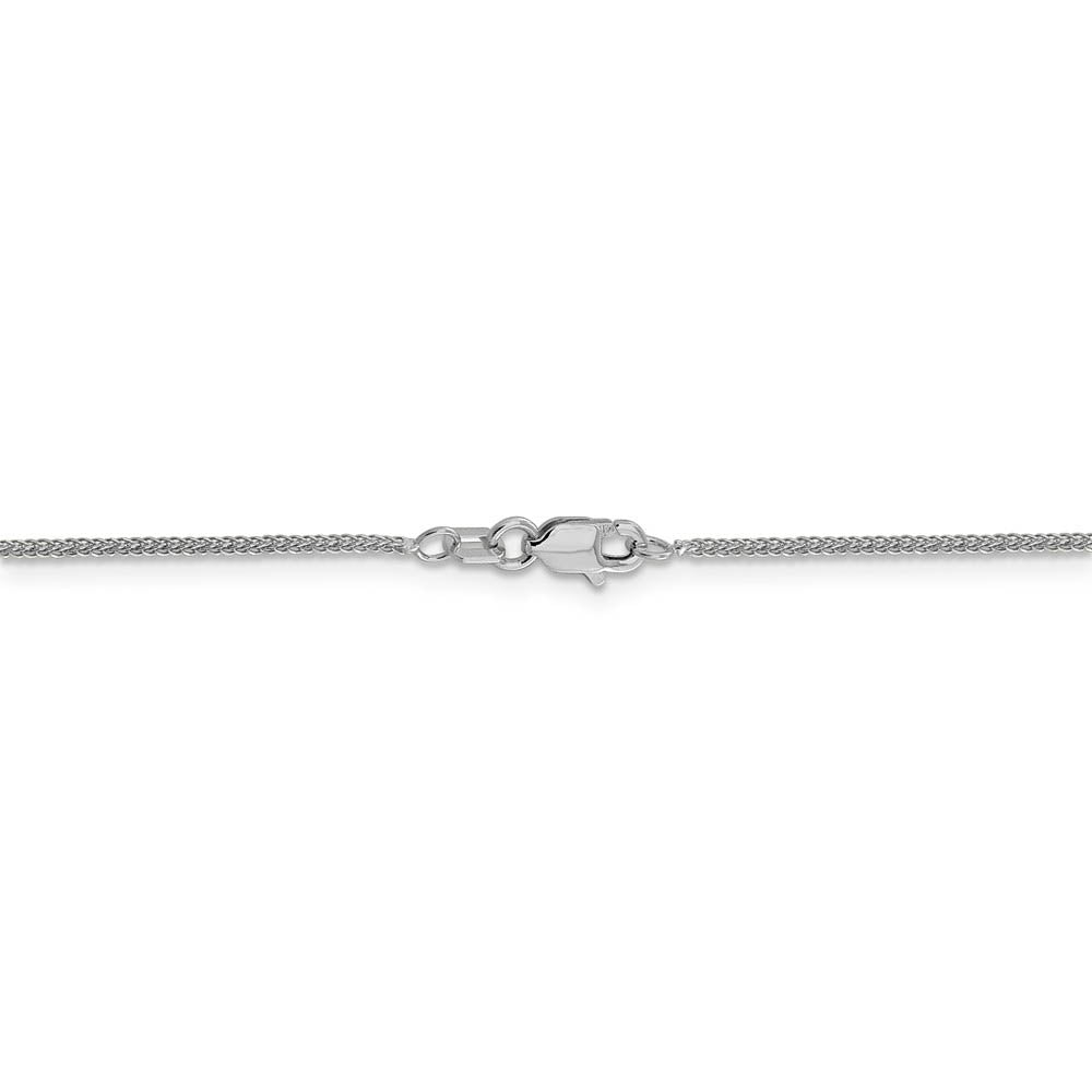 Alternate view of the 0.8mm 14k White Gold Diamond Cut Square Wheat Chain Necklace by The Black Bow Jewelry Co.