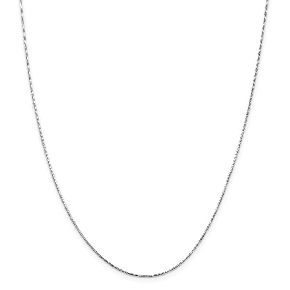 Alternate view of the 0.8mm 14k White Gold Solid Round Snake Chain Necklace by The Black Bow Jewelry Co.