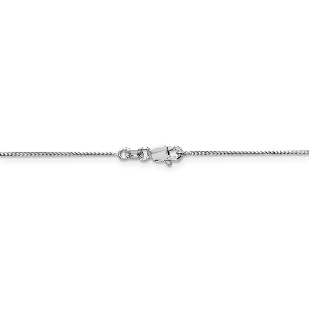 Alternate view of the 0.8mm 14k White Gold Solid Round Snake Chain Necklace by The Black Bow Jewelry Co.