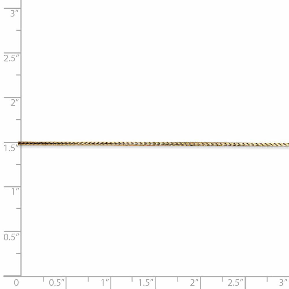 Alternate view of the 0.9mm 14k Yellow Gold Solid Round Snake Chain Necklace by The Black Bow Jewelry Co.