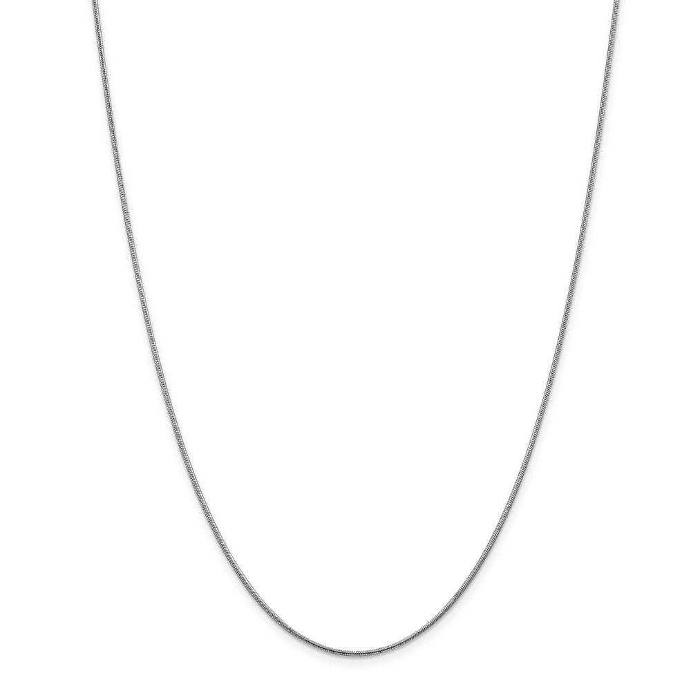 Alternate view of the 1mm 14k White Gold Solid Round Snake Chain Necklace by The Black Bow Jewelry Co.