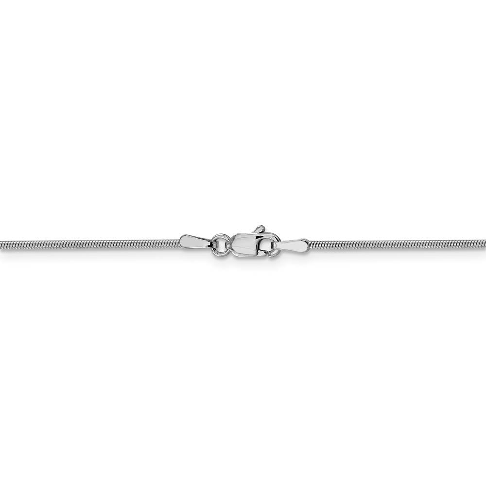 Alternate view of the 1mm 14k White Gold Solid Round Snake Chain Necklace by The Black Bow Jewelry Co.