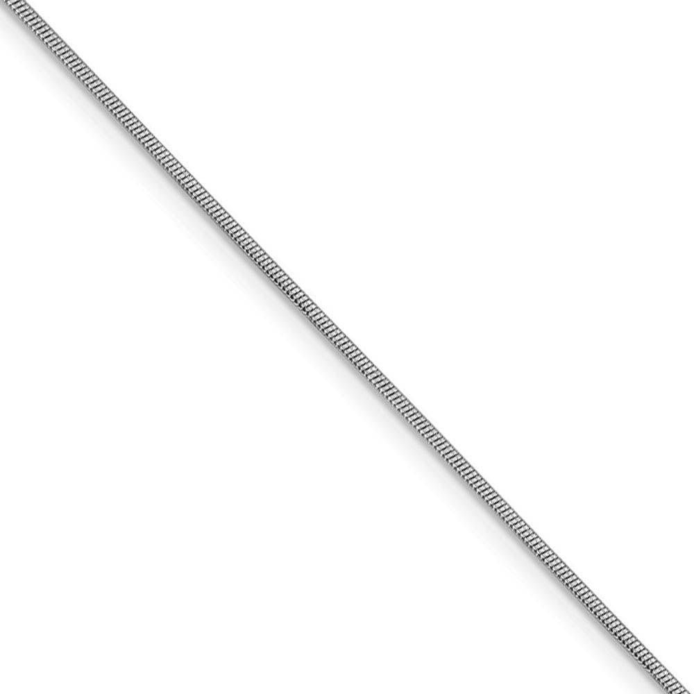 1mm 14k White Gold Solid Round Snake Chain Necklace