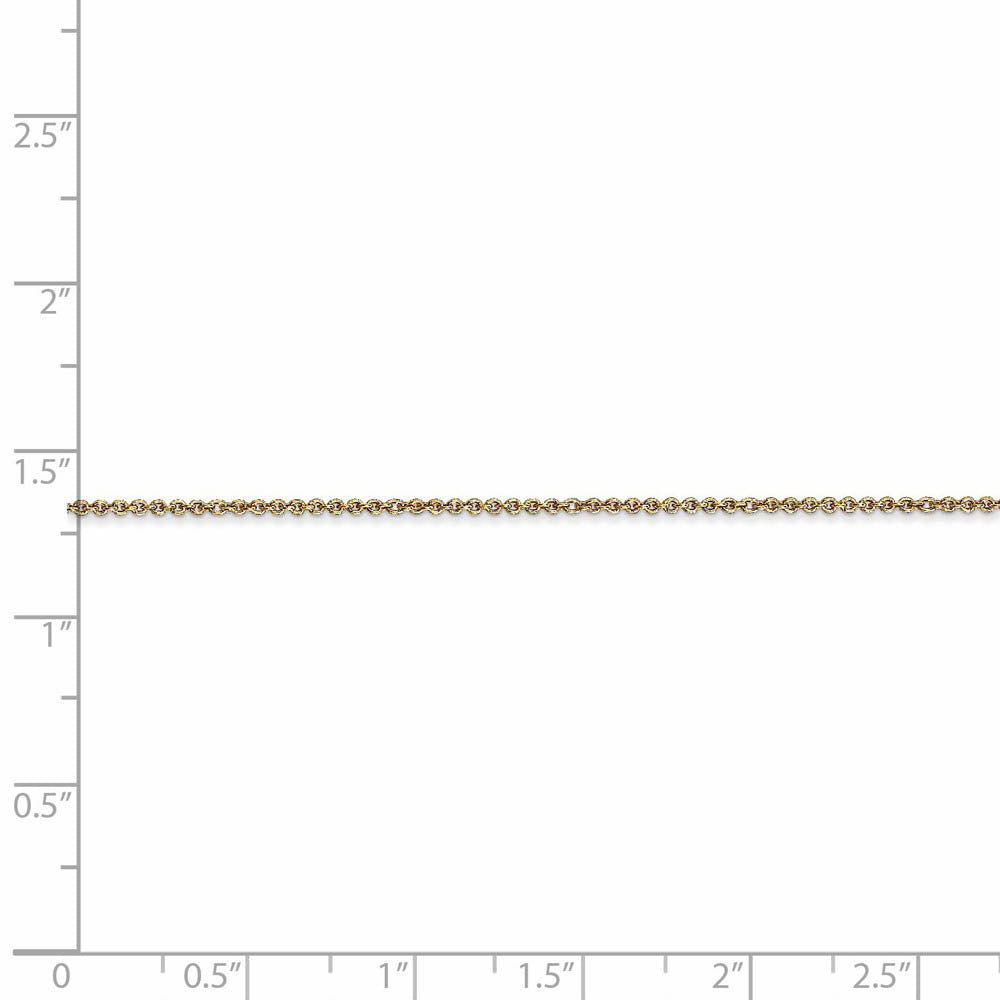 Alternate view of the 1.1mm 14k Yellow Gold Solid Round Cable Chain Necklace by The Black Bow Jewelry Co.