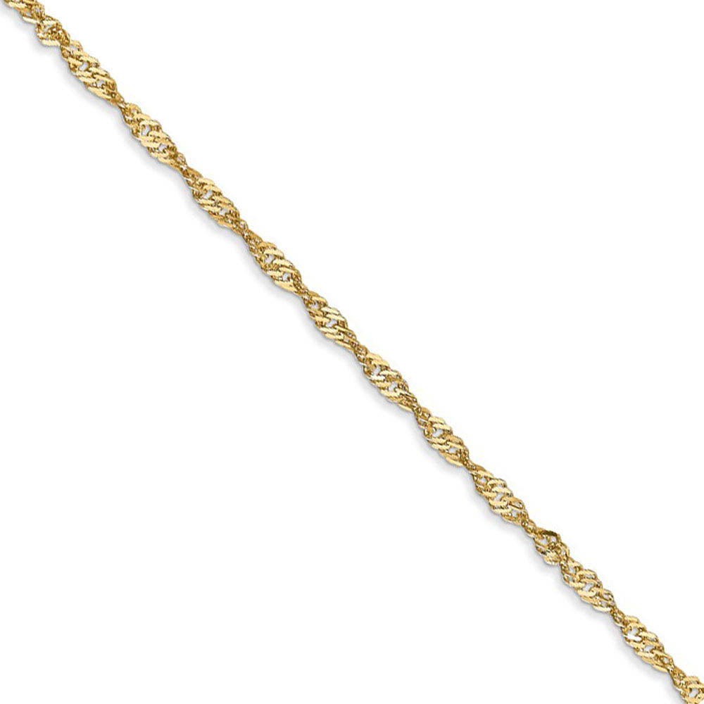 1.6mm 14k Yellow Gold Diamond Cut Singapore Chain Bracelet & Anklet, Item C9270 by The Black Bow Jewelry Co.