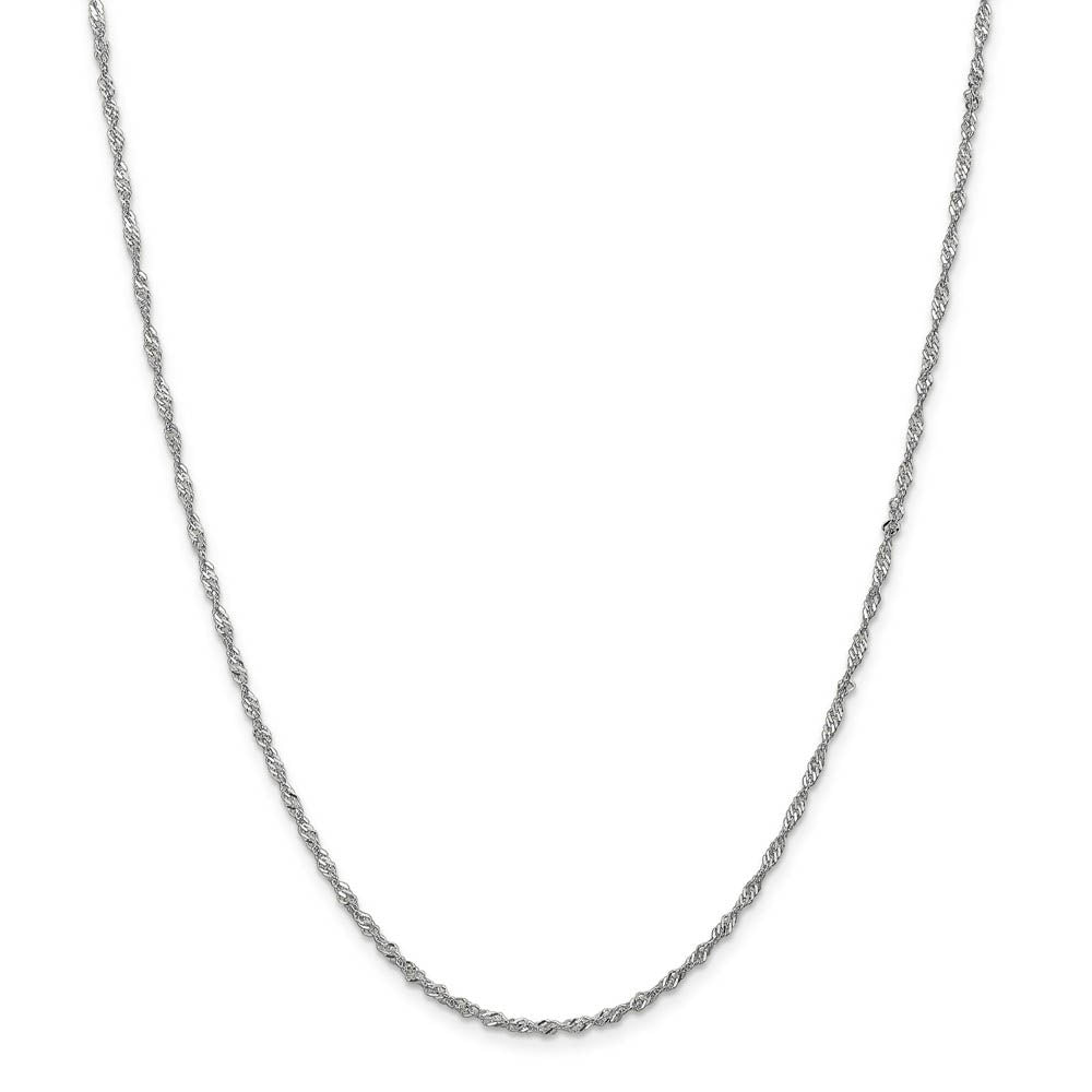 Alternate view of the 1.6mm 14k White Gold Diamond Cut Singapore Chain Necklace by The Black Bow Jewelry Co.