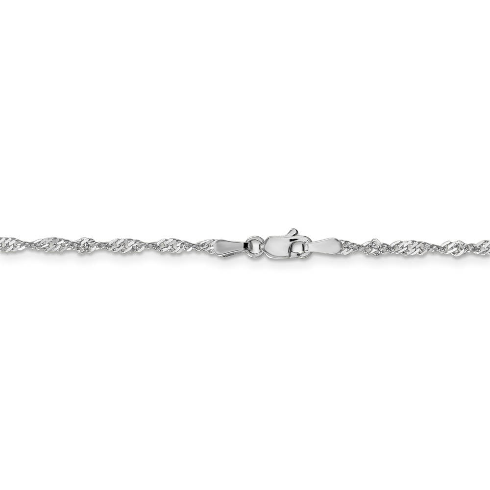 Alternate view of the 1.9mm 14k White Gold Diamond Cut Singapore Chain Bracelet & Anklet by The Black Bow Jewelry Co.