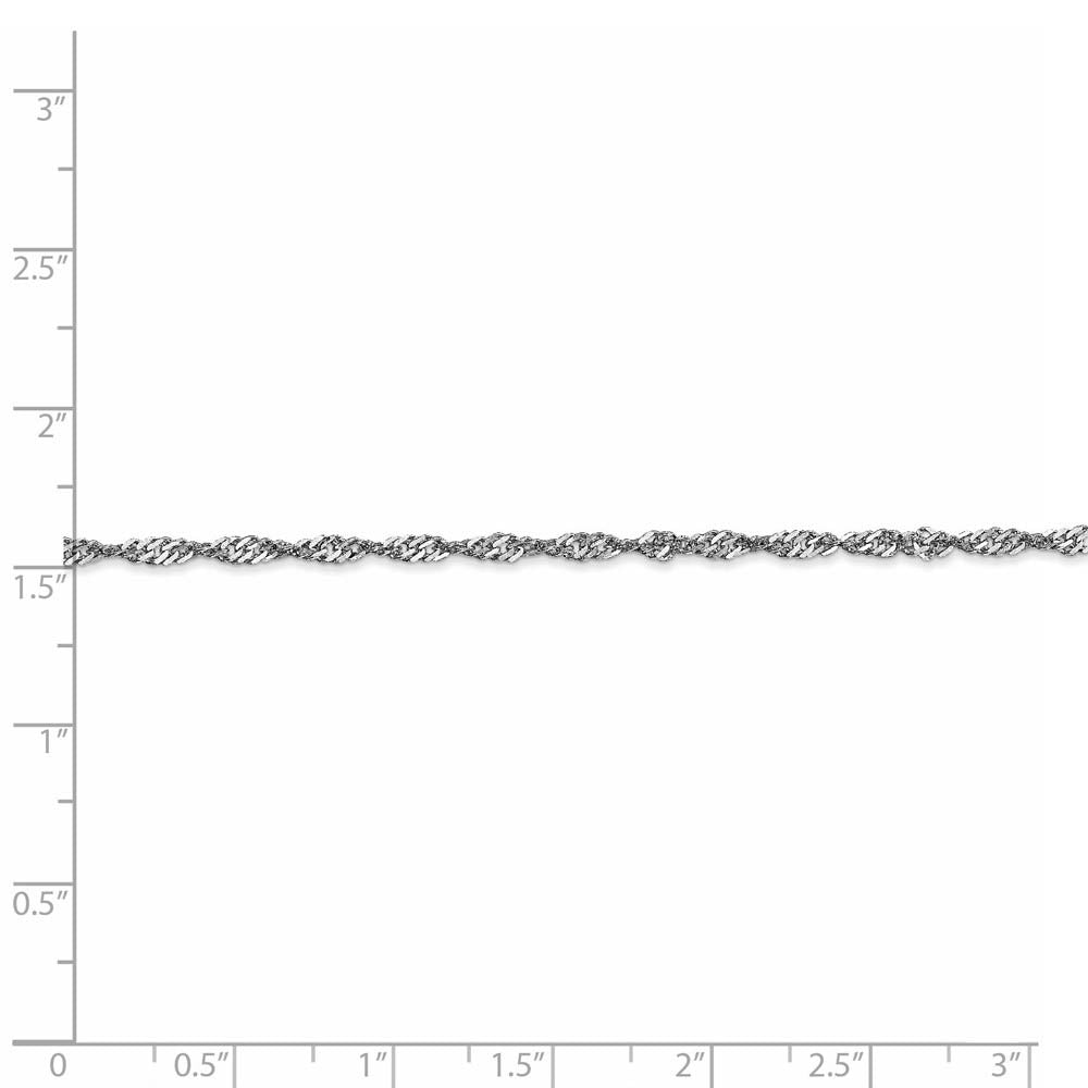 Alternate view of the 1.9mm 14k White Gold Diamond Cut Singapore Chain Necklace by The Black Bow Jewelry Co.