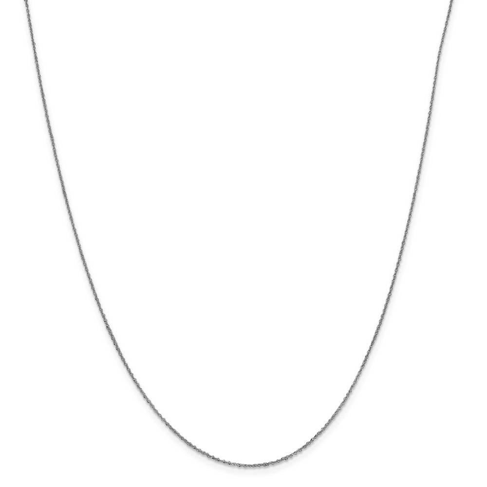 Alternate view of the 0.8mm 14k White Gold Diamond Cut Singapore Chain Necklace by The Black Bow Jewelry Co.