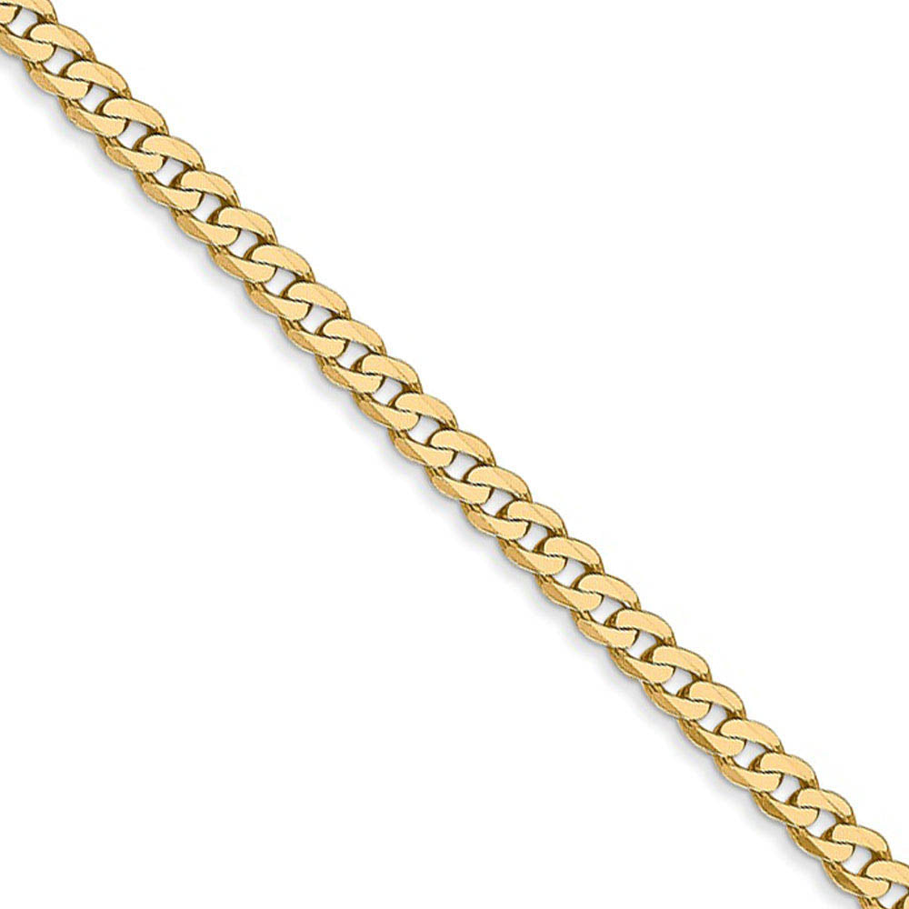 2.9mm, 14k Yellow Gold Solid Beveled Curb Chain Bracelet, Item C9279 by The Black Bow Jewelry Co.