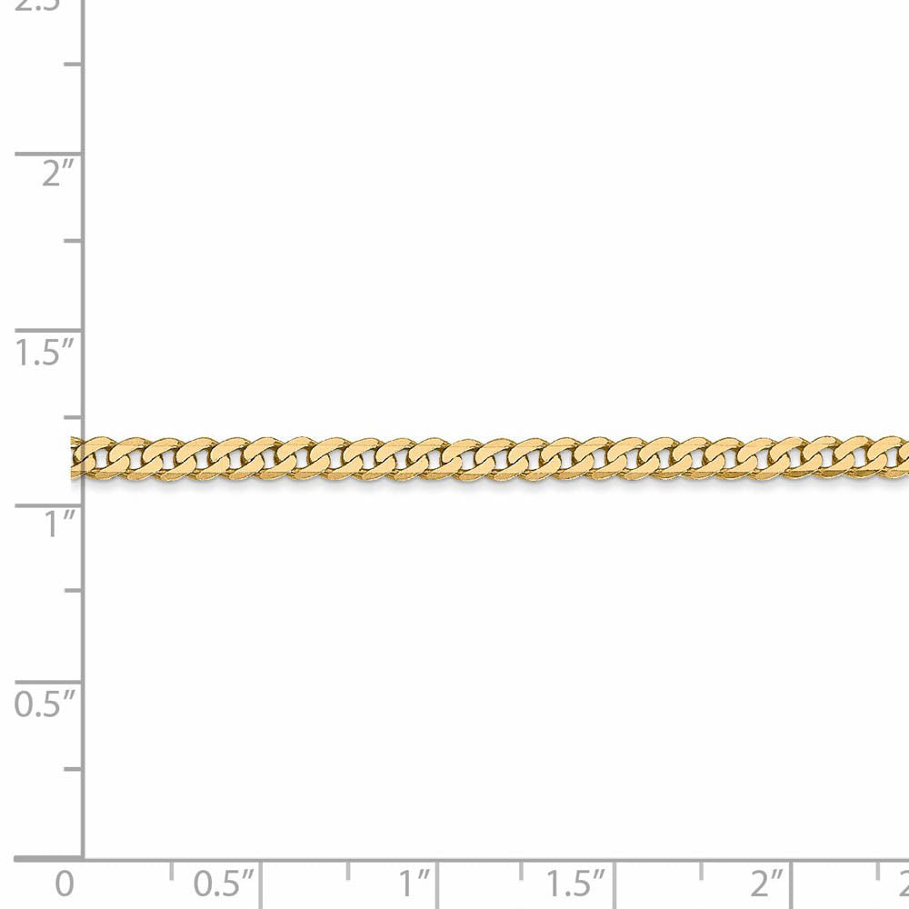 Alternate view of the 2.9mm, 14k Yellow Gold Solid Beveled Curb Chain Necklace by The Black Bow Jewelry Co.