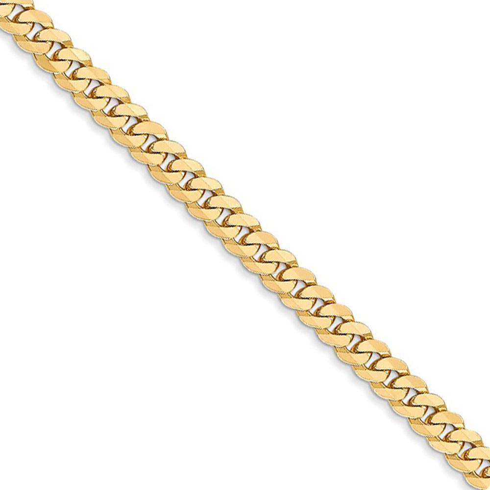 3.9mm, 14k Yellow Gold Solid Beveled Curb Chain Bracelet, Item C9281 by The Black Bow Jewelry Co.