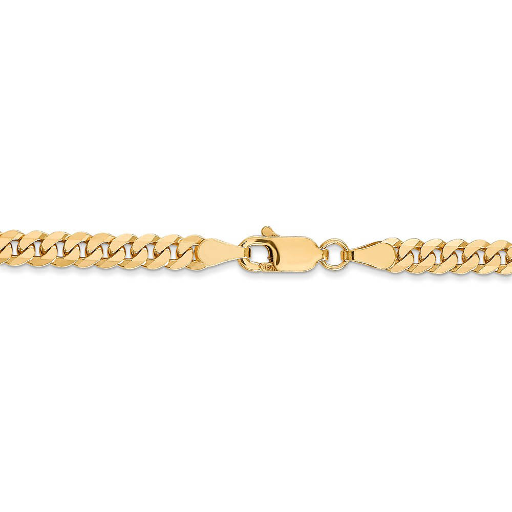 Alternate view of the 3.9mm, 14k Yellow Gold Solid Beveled Curb Chain Bracelet by The Black Bow Jewelry Co.