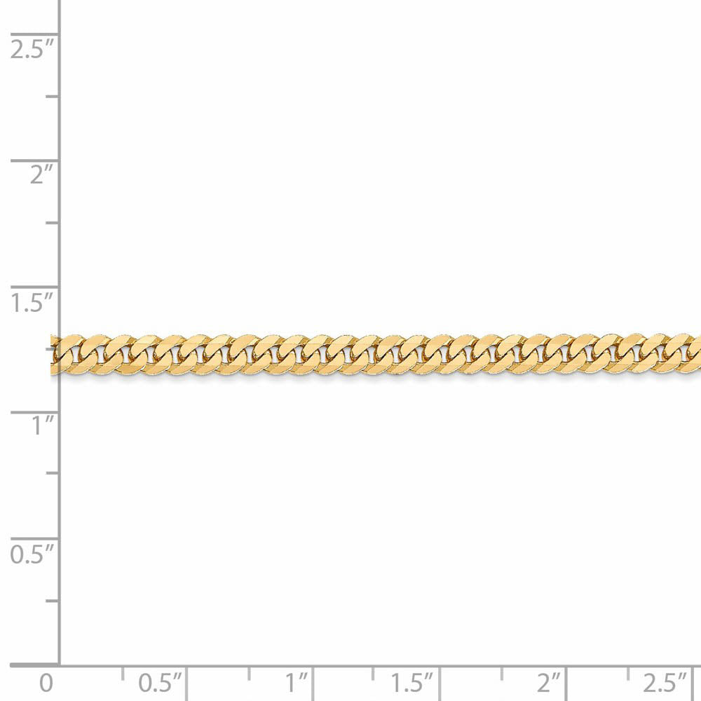 Alternate view of the 3.9mm, 14k Yellow Gold Solid Beveled Curb Chain Necklace by The Black Bow Jewelry Co.