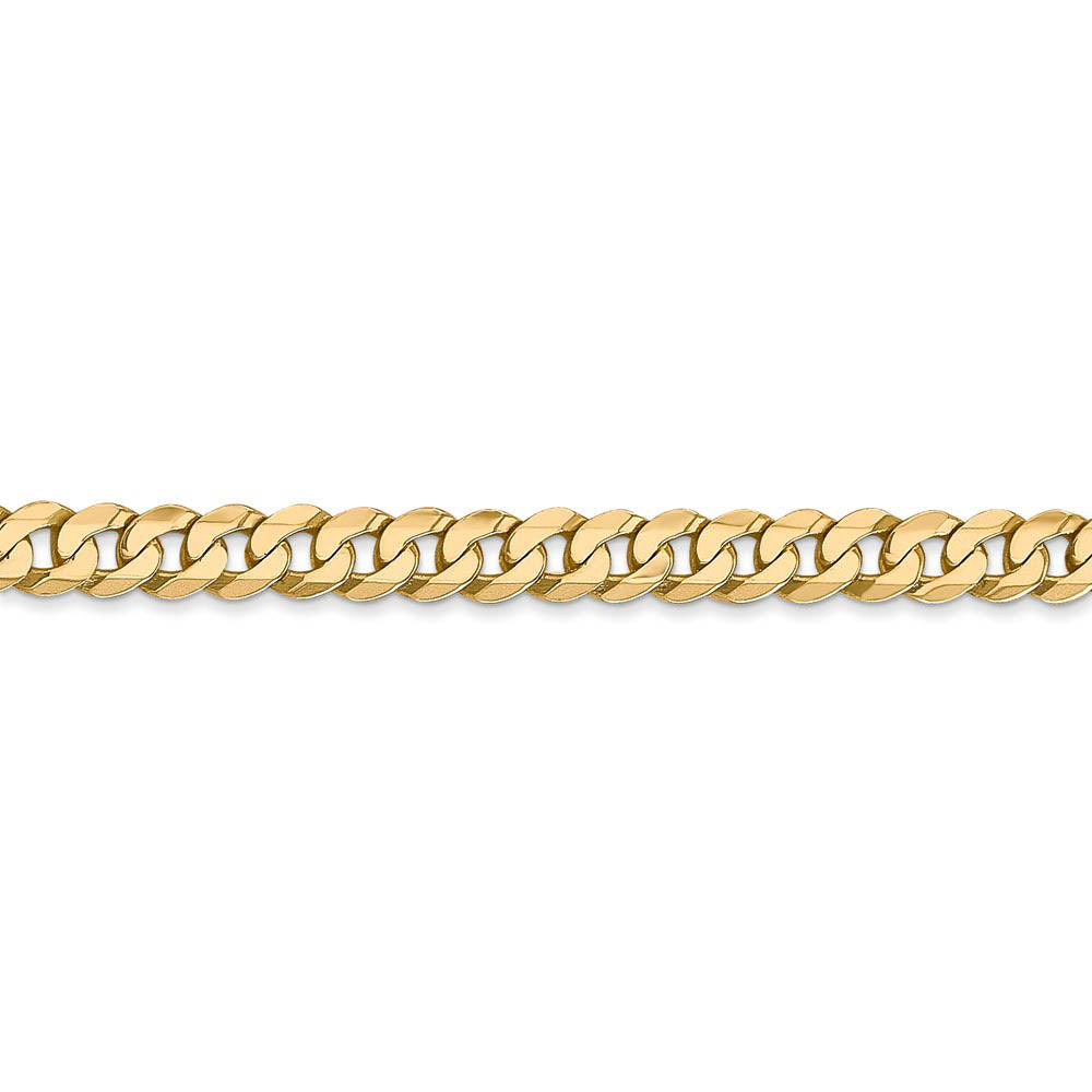 Alternate view of the 4.6mm, 14k Yellow Gold Solid Beveled Curb Chain Bracelet by The Black Bow Jewelry Co.