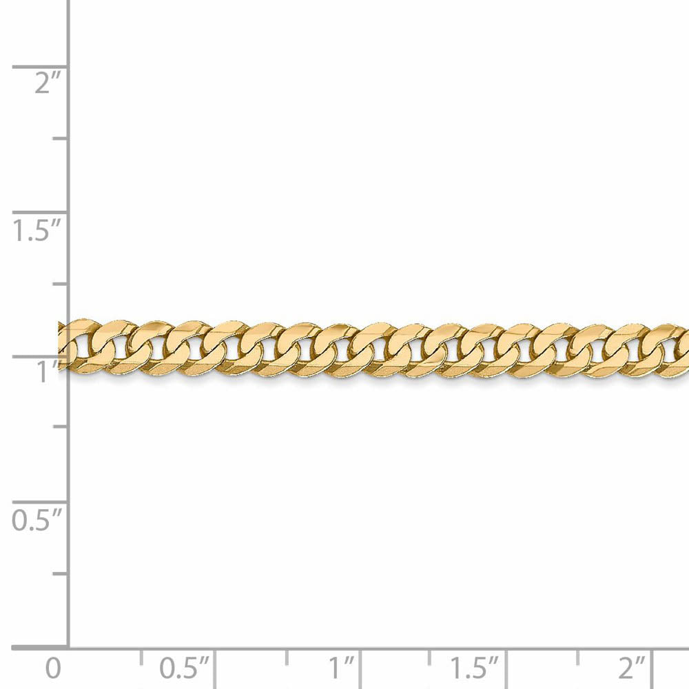 Alternate view of the 4.6mm, 14k Yellow Gold Solid Beveled Curb Chain Bracelet by The Black Bow Jewelry Co.