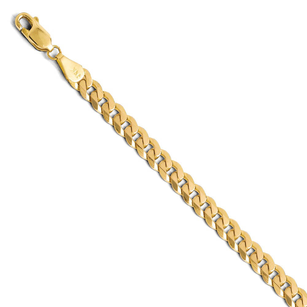 Men's 5.75mm 14k Yellow Gold Beveled Solid Curb Chain Bracelet, 8 Inch, Item C9285-08 by The Black Bow Jewelry Co.