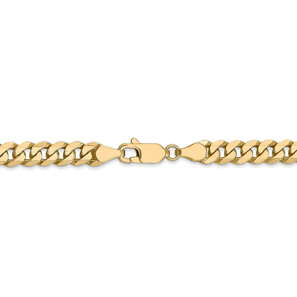 Alternate view of the Men's 5.75mm 14k Yellow Gold Beveled Solid Curb Chain Bracelet, 8 Inch by The Black Bow Jewelry Co.