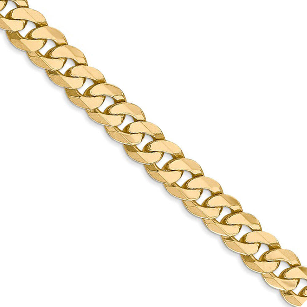 Men's 6.75mm 14k Yellow Gold Beveled Solid Curb Chain Necklace, Item C9288 by The Black Bow Jewelry Co.