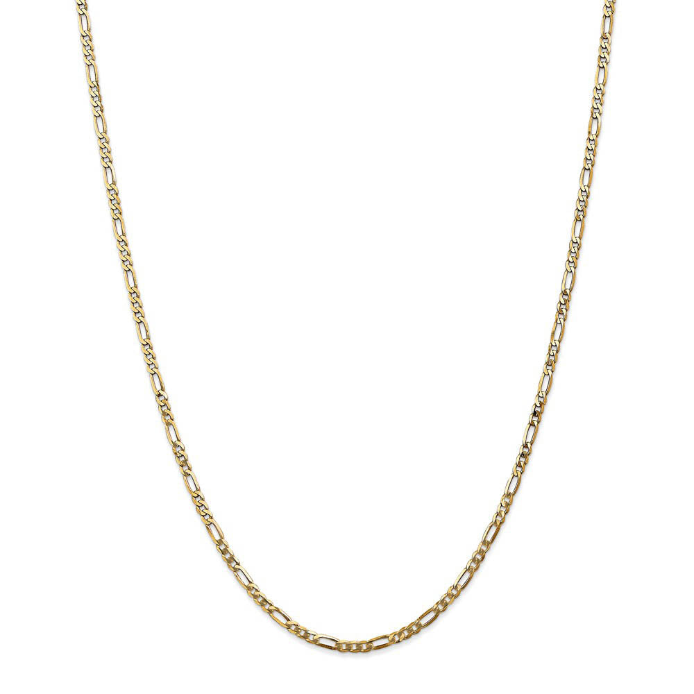 Alternate view of the 2.75mm 14k Yellow Gold Solid Flat Figaro Chain Bracelet & Anklet by The Black Bow Jewelry Co.