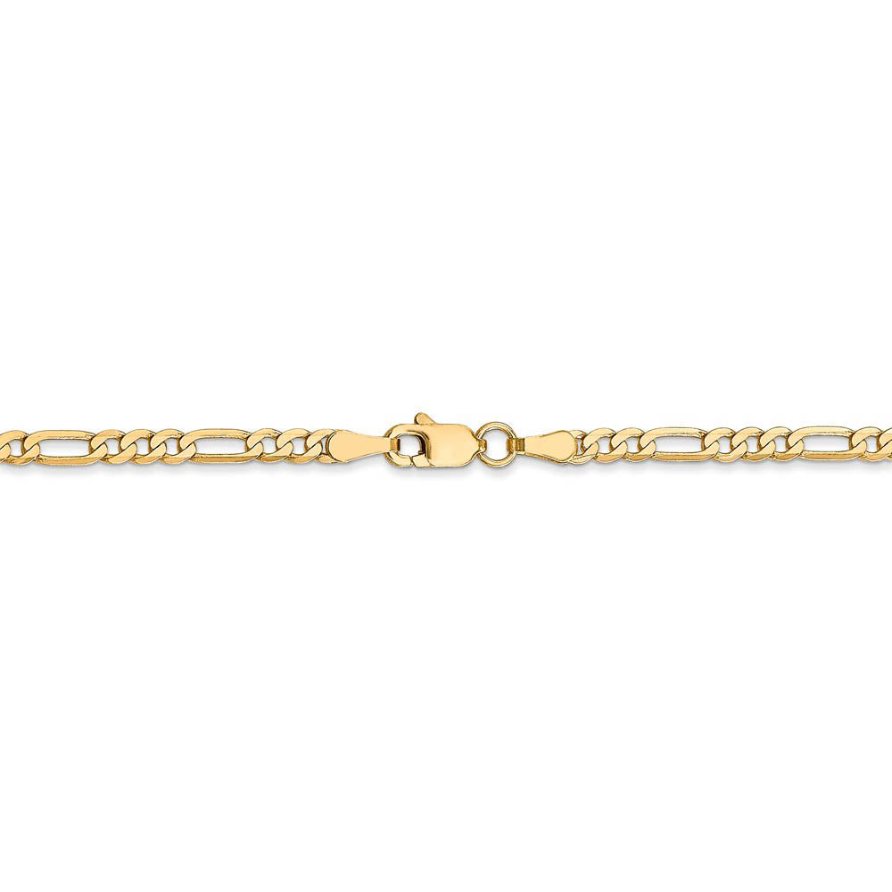 Alternate view of the 2.75mm 14k Yellow Gold Solid Flat Figaro Chain Bracelet & Anklet by The Black Bow Jewelry Co.