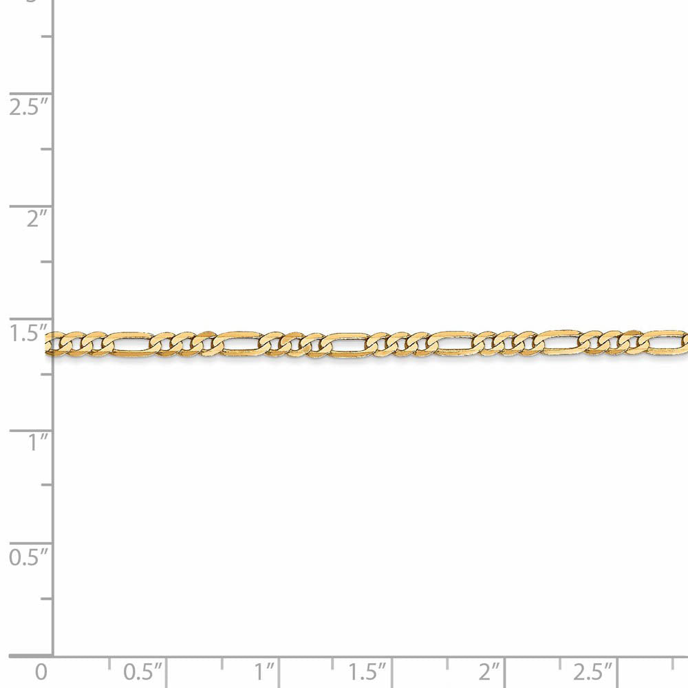 Alternate view of the 2.75mm 14k Yellow Gold Solid Flat Figaro Chain Necklace by The Black Bow Jewelry Co.