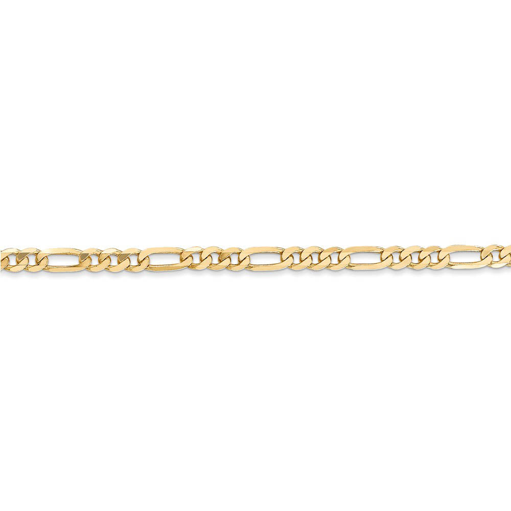 Alternate view of the 3.25mm 14k Yellow Gold Solid Flat Figaro Chain Bracelet by The Black Bow Jewelry Co.
