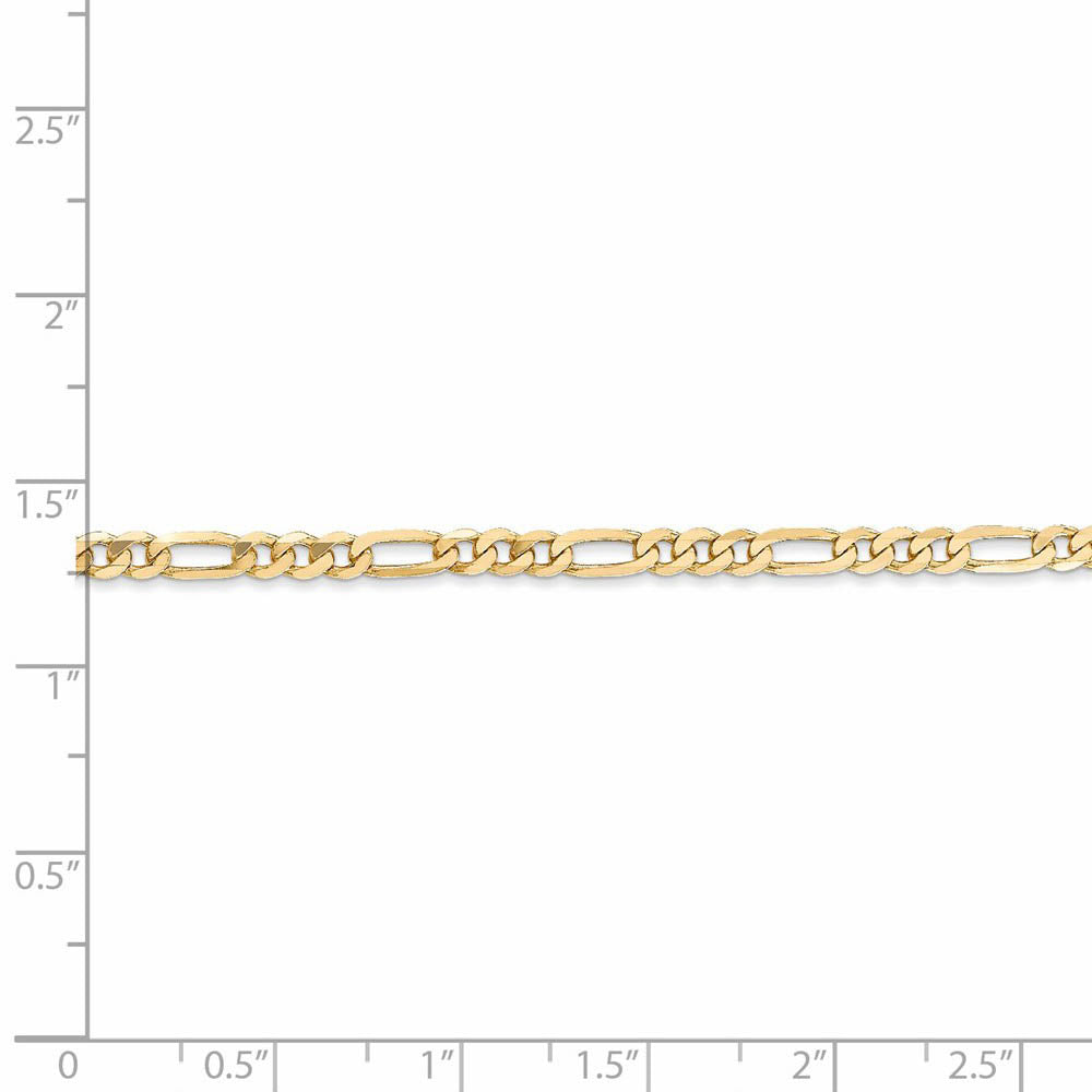 Alternate view of the 3.25mm 14k Yellow Gold Solid Flat Figaro Chain Necklace by The Black Bow Jewelry Co.
