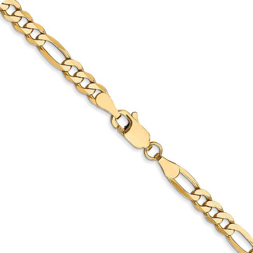 Alternate view of the 4mm 14k Yellow Gold Solid Flat Figaro Chain Bracelet by The Black Bow Jewelry Co.